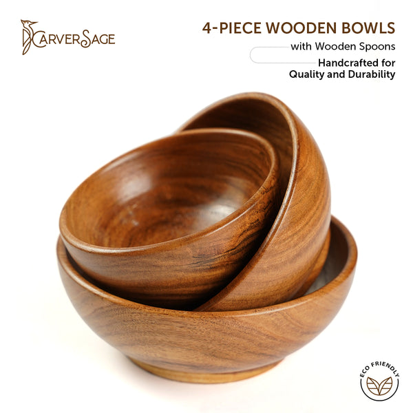 3-Piece Wooden Salad Bowl Set – Elegant Acacia Wood Serving Bowls for Every Occasion