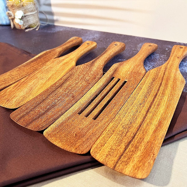 5-Piece Wooden Spurtle Set | Best Acacia Wood Spatulas for Cooking, Baking & Serving | Scratch-Resistant & 100% Non-Toxic carversage.com 